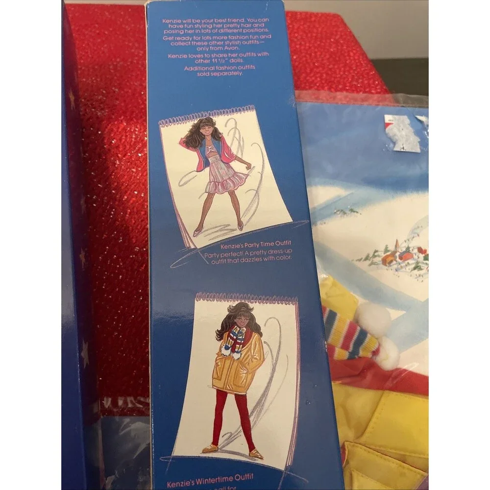1990 AVON Fashion Doll Lot! KENZIE and JENNA 11.5” Doll, W/Box 4 Outfits